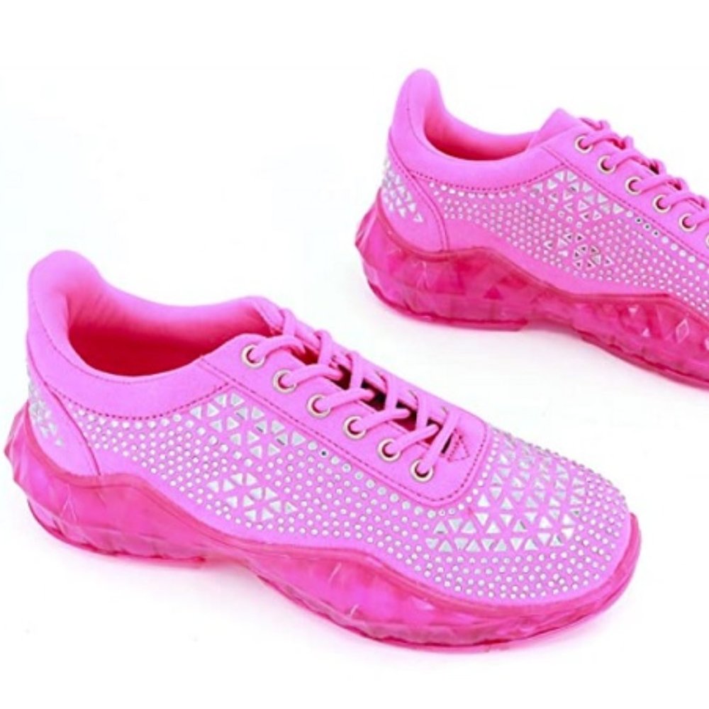 Cape Robbin Remi Wedge Fashion Sneakers Shoes for Women w/Faux Rhinestones